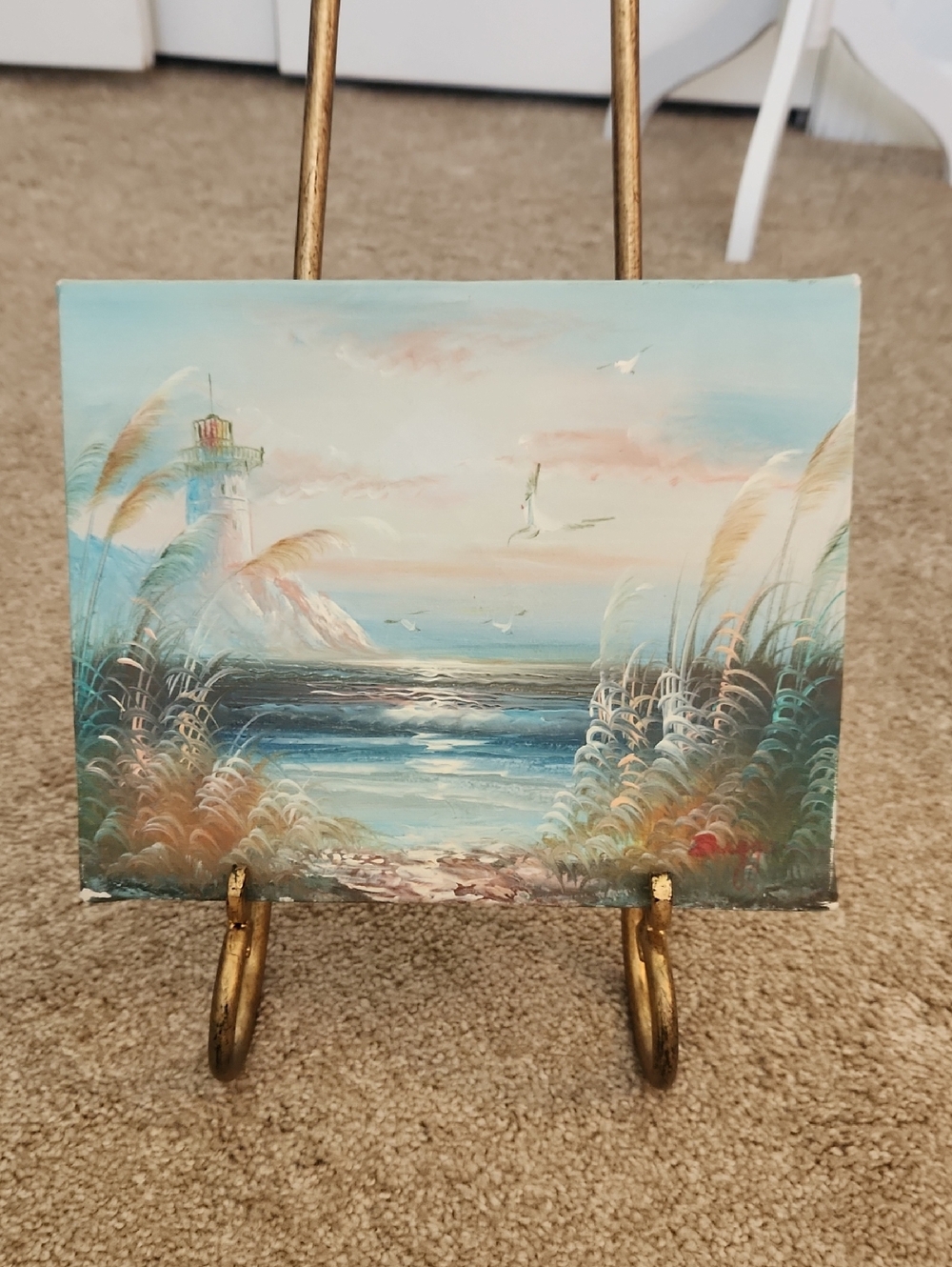 Vintage Beach Oil Painting By Duggan